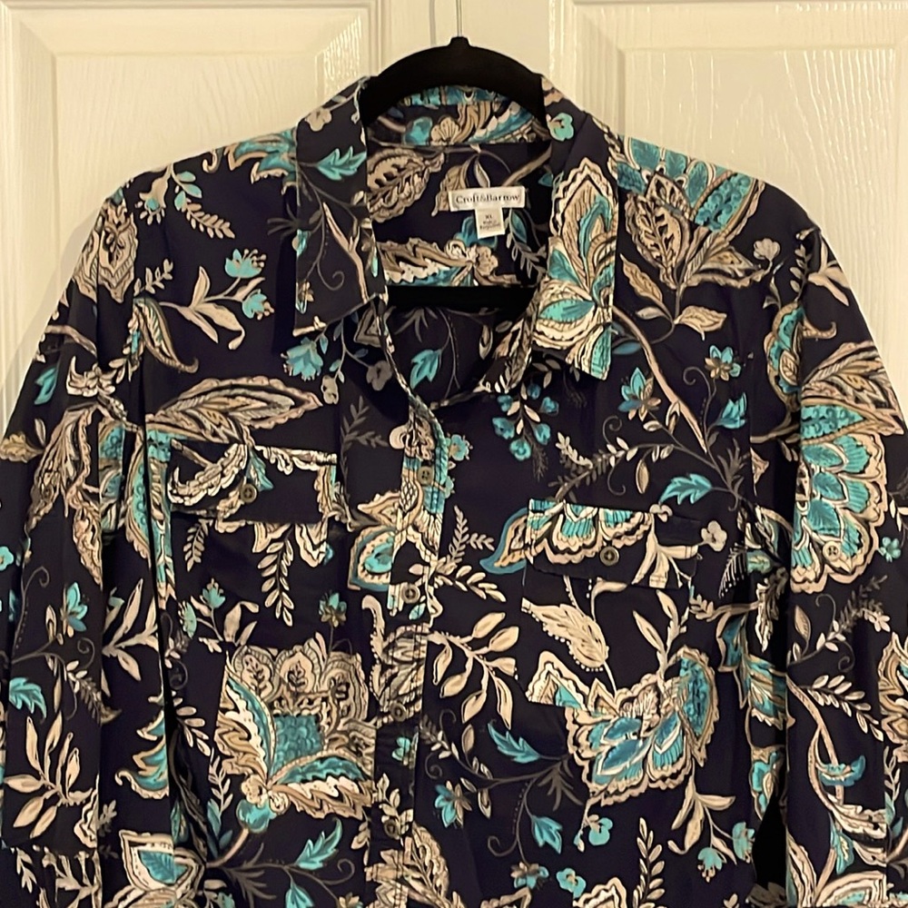 Croft & Barrow Multicolor Floral Button-Down Shirt, Size XL
